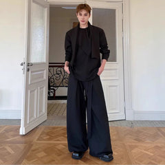 Men's Drape Top & Wide-Leg Trousers Set