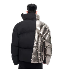 Men's Warm Luxe Chromatic Silver & Black Puffer Jacket