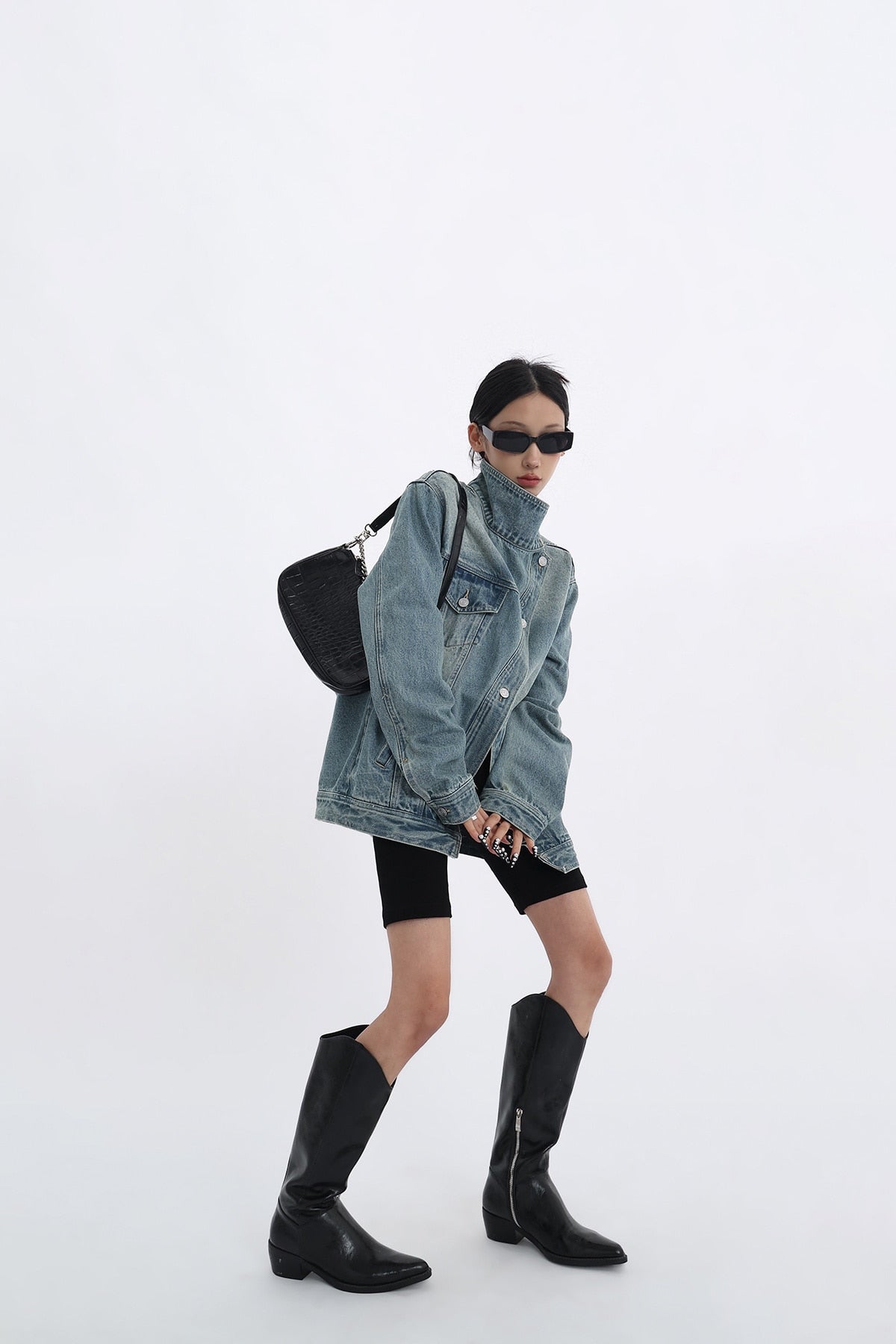 Retro Irregular Denim Jacket - Classy Women's Outerwear