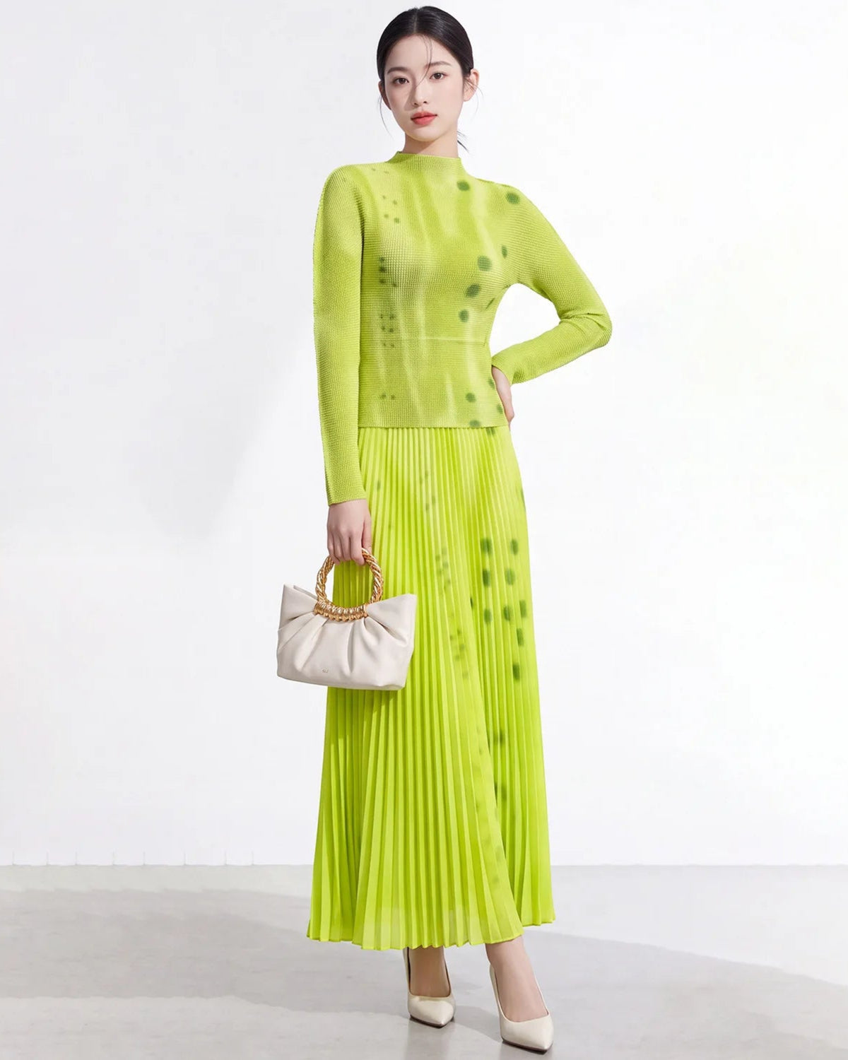 Luxury Geometric Plissé Skirt Set