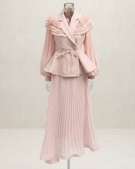 Luxury Ruffled Pleated Skirt Set