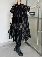 Women's Luxe Oversized Sheer Mesh Shirt