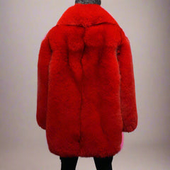 Red Fox Fur Coat for Men with Collar