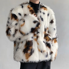 Men's Spotted Faux Fur Coat | Luxury Streetwear