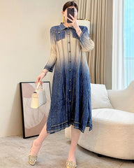 Premium Plisse Denim Dress