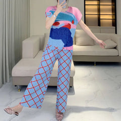 Luxe Plissé Geometric 2-Piece Set