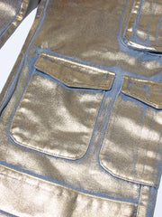 Women's Luxe Gold-Coated Denim Cargo Jeans