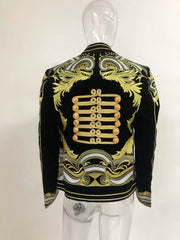 Men's Haute Couture Slim Fit Jacket with Gold Embroidery