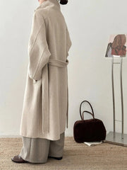 Luxury Wool-Blend Tie Belt Overcoat