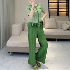 Truly Plisse Pant Suit Set