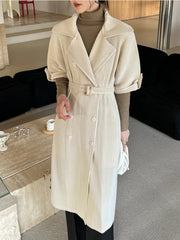 Luxury Pleated Belted Trench Coat