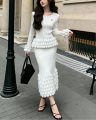 2-Piece Bubble Pleated Skirt Set