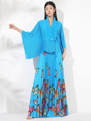 Truly Pleated Maxi Skirt & Cardigan Set - Luxury