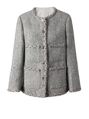 Luxury Collarless Tweed Blazer