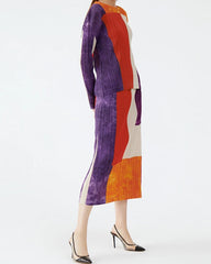 Geometric Plissé Top & Skirt