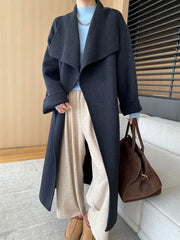 Luxury Wool-Blend Open Coat