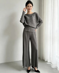 Couture Wide-Leg Plisse Set