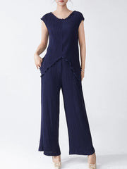 Japanese Pleated Tank & Pants Set - Truly Luxe