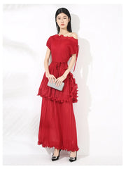 Truly Sleeveless Chiffon Plissé Pleated Dress