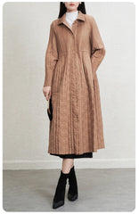 Luxury Pleated Quilted Long Coat