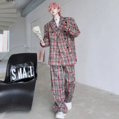 Men's Plaid Comfortable Matching Suit Set