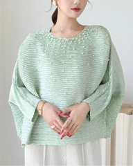 Luxury Pearl Pleated Dolman Top