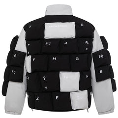 Retro Keyboard Puffer Jacket - Men's Streetwear