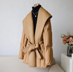 Luxe Woolen Duck Down Puffer Coat