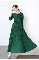Elegant Plisse Blouse & Skirt Set
