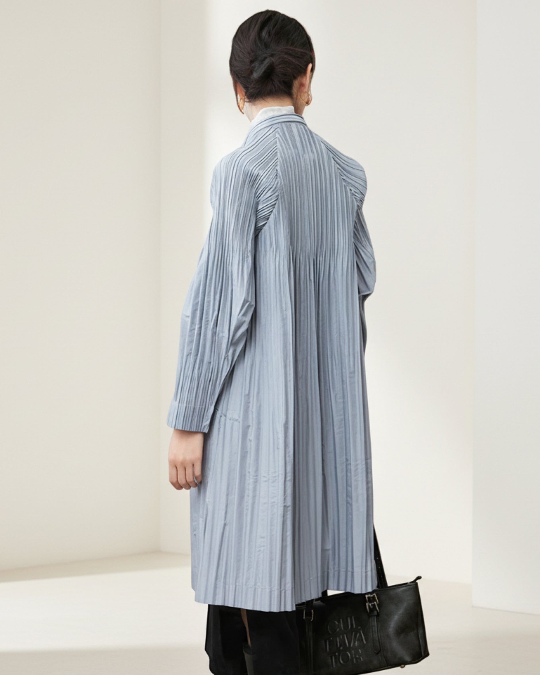 épine pleats frill jacketherringbonegray Travel Pleats Longline Jacket – HEYFANCYSTYLE