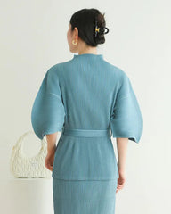 Plissé Flared Sleeves Top