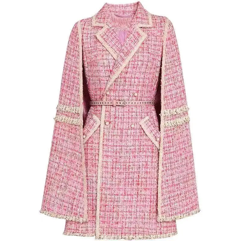 HEYFANCYSTYLE Pink Tweed Cape Coat