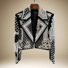 Luxury Pearl Beaded Crop Jacket