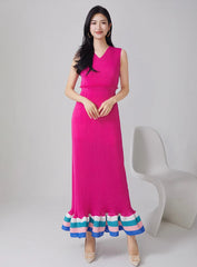 Luxury Pleats Dress & Shawl Set