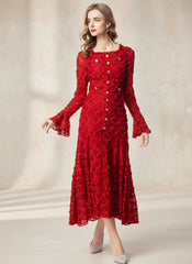 Luxury Floral Textured Lace Dress