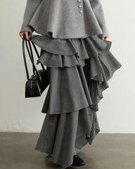 Luxury Asymmetric Stripe Skirt