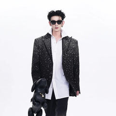 Men's Black Crystal Embellished Blazer