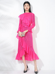 Luxe Micro-Pleated Ruffle Dress