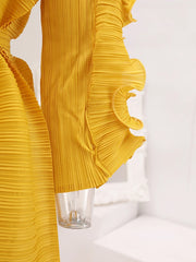 Elegant Ruffle Sleeve Pleats Coat