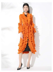 Truly Plissé Ruffle Long Coat
