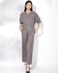 Pleated Twist Pants Set