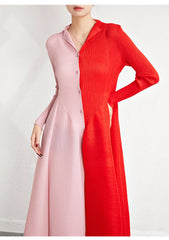 Luxury Plissé Midi Shirt Dress