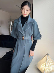 Luxury Pleated Belted Trench Coat