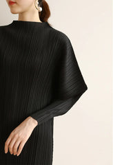 Truly Pleated Batwing Sleeve Dress