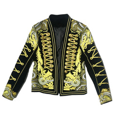 Men's Haute Couture Slim Fit Jacket with Gold Embroidery