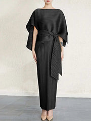 Couture Plisse Shawl Dress Set