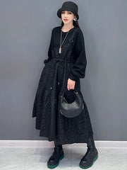 HEYFANCYSTYLE Classic Black Sweatshirt Dress