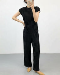 Luxury Petite Plisse Pant Suit