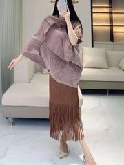 Luxury Travel Plissé Poncho Top