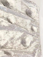 Luxury Silver Sequin Midi Skirt